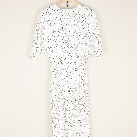Lovers and Friends Jackson White Deep V Polka Dot Tie Waist Jumpsuit Womsn Sz S - Picture 4 of 10